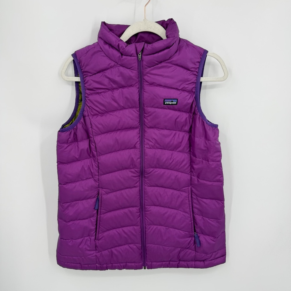 Patagonia Goose Down Sweater Vest Purple Sleeveless Full Zip Girls Sz XXL 68225